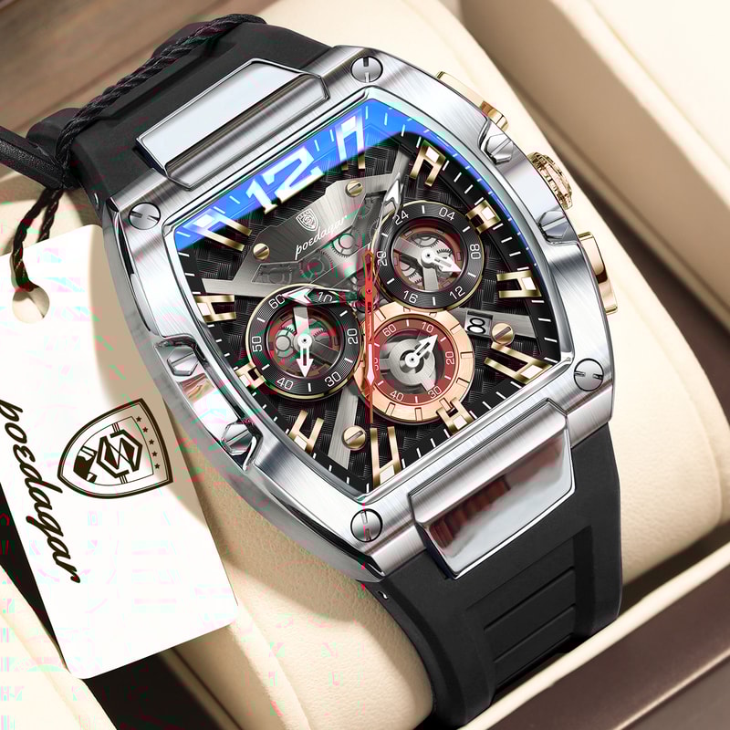 Luminous Waterproof Chronograph Mens Sports Watch With Silicone Strap 5