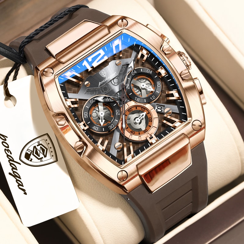 Luminous Waterproof Chronograph Mens Sports Watch With Silicone Strap 9