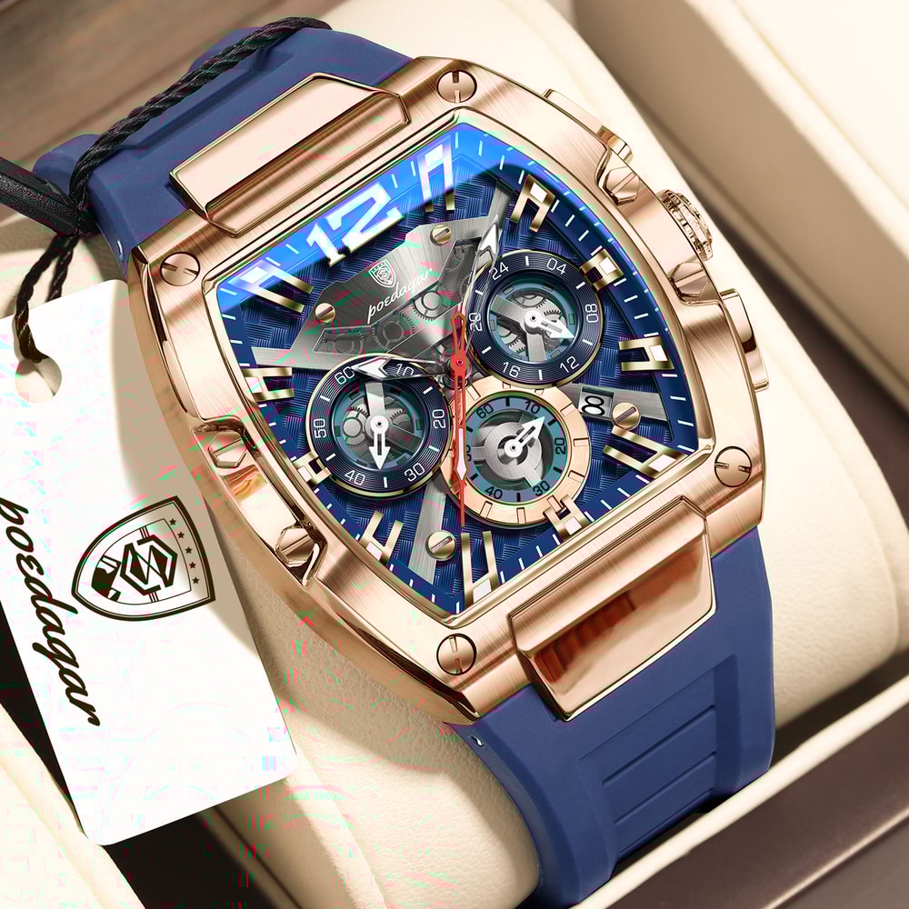 Luminous Waterproof Chronograph Mens Sports Watch With Silicone Strap 7