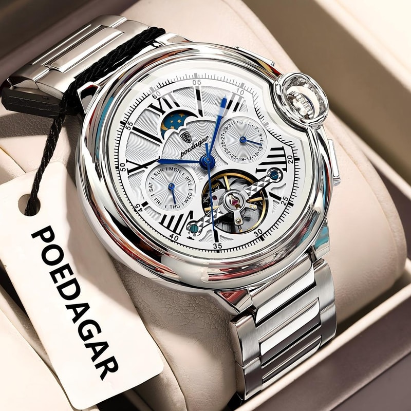 Luxury Automatic Mechanical Watch For Men With Tourbillon Stainless Steel Design 2