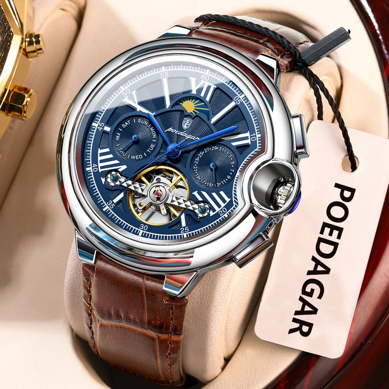 Luxury Automatic Mechanical Watch For Men With Tourbillon Stainless Steel Design 10