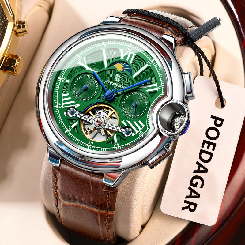 Luxury Automatic Mechanical Watch For Men With Tourbillon Stainless Steel Design 12