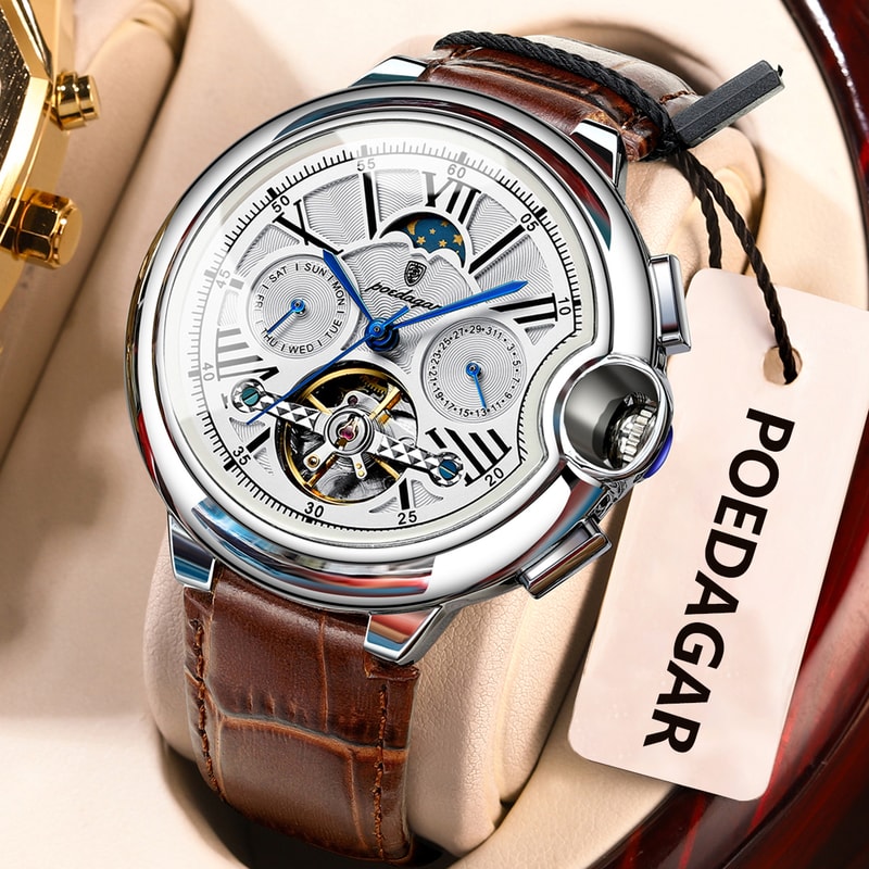 Luxury Automatic Mechanical Watch For Men With Tourbillon Stainless Steel Design 9