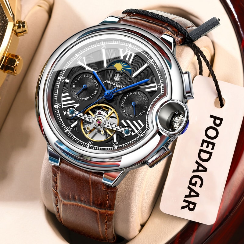 Luxury Automatic Mechanical Watch For Men With Tourbillon Stainless Steel Design 11