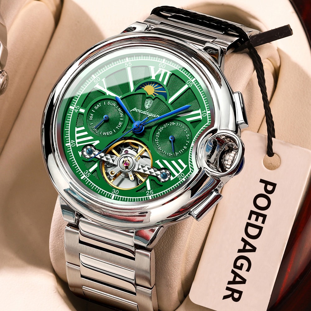 Luxury Automatic Mechanical Watch For Men With Tourbillon Stainless Steel Design 8