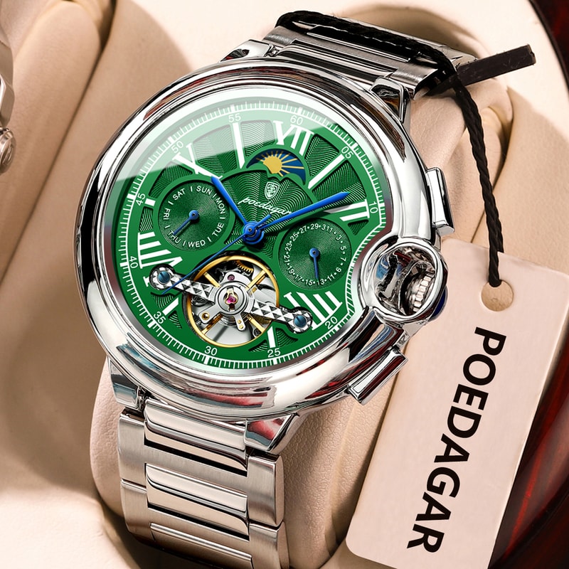 Luxury Automatic Mechanical Watch For Men With Tourbillon Stainless Steel Design 8