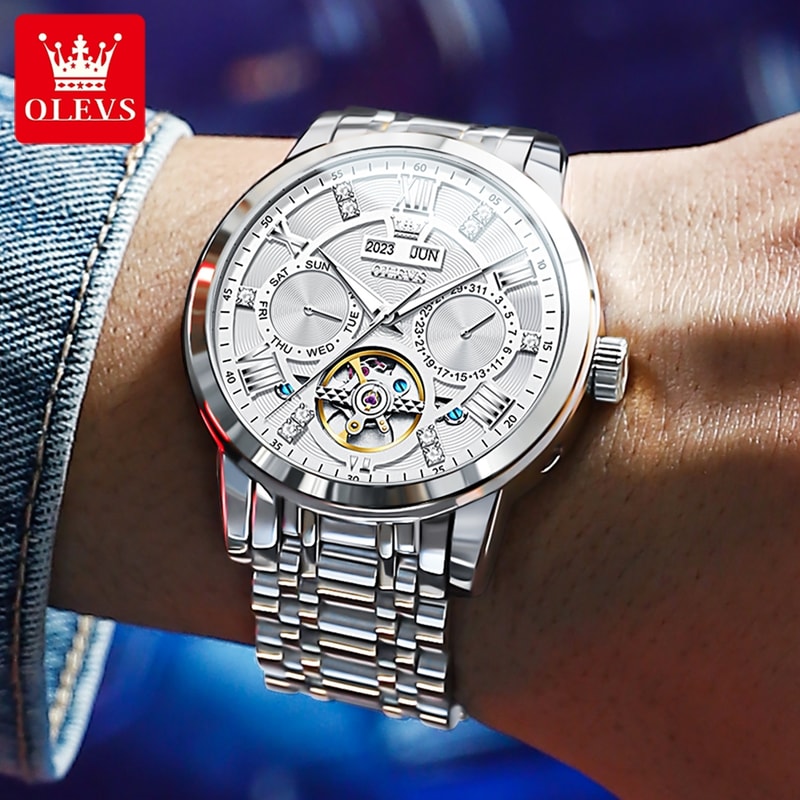 Luxury Skeleton Automatic Watch For Men Waterproof Luminous Mechanical Wristwatch 0