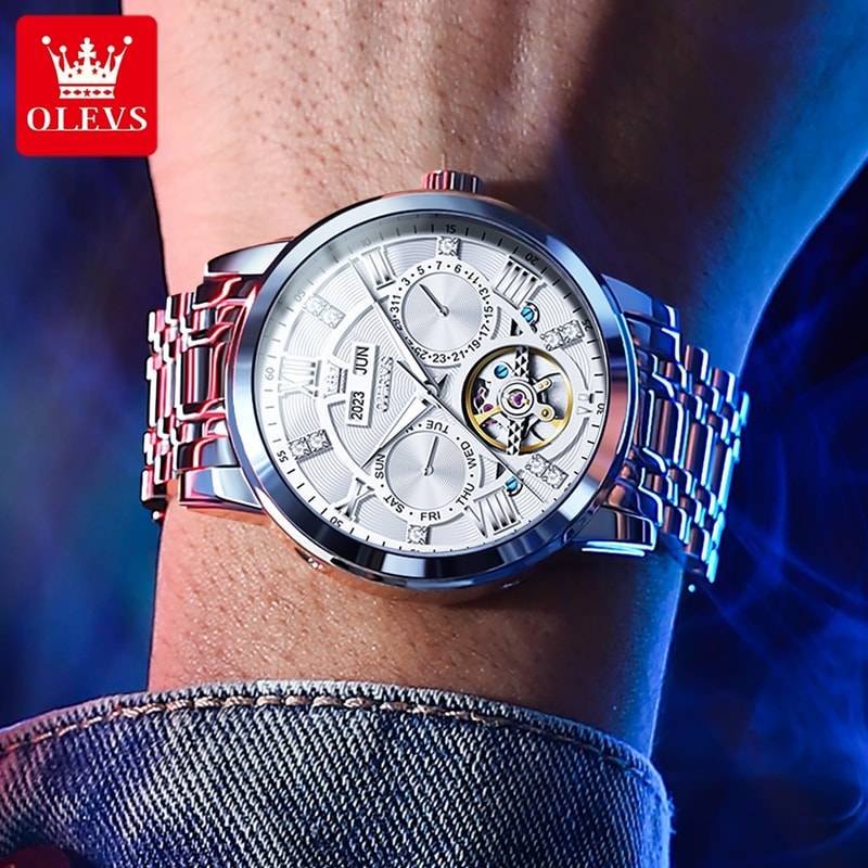 Luxury Skeleton Automatic Watch For Men Waterproof Luminous Mechanical Wristwatch 1
