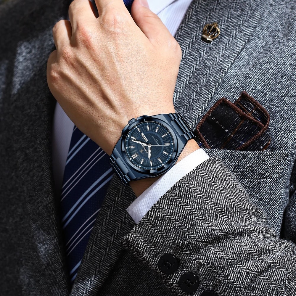 Men Luxury Stainless Steel Watch Waterproof Luminous Quartz Sports Wristwatch 0