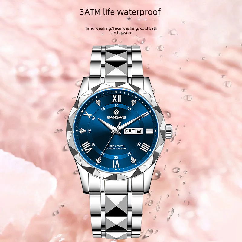 Luxury Stainless Steel Quartz Watch For Women Elegant Waterproof Date Luminous Hands 3