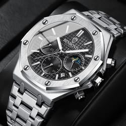 luxury waterproof stainless steel watch, luminous wristwatch for men