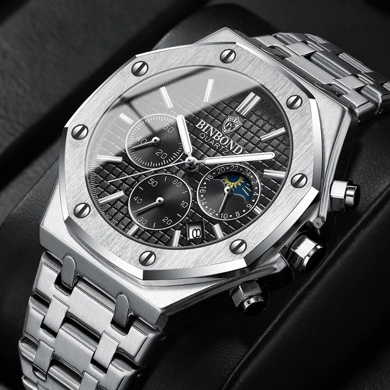 Luxury Waterproof Stainless Steel Watch Luminous Wristwatch For Men 0