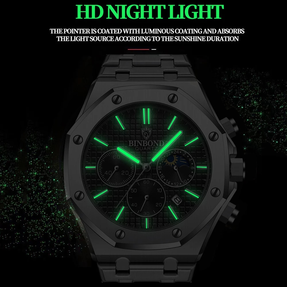 Luxury Waterproof Stainless Steel Watch Luminous Wristwatch For Men 3