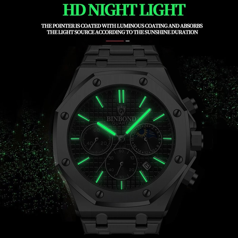 Luxury Waterproof Stainless Steel Watch Luminous Wristwatch For Men 3