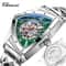 Premium Triangle Skeleton Men Mechanical Watch With Luminous Stainless Steel Strap 6