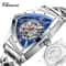 Premium Triangle Skeleton Men Mechanical Watch With Luminous Stainless Steel Strap 5