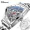 Premium Triangle Skeleton Men Mechanical Watch With Luminous Stainless Steel Strap 7