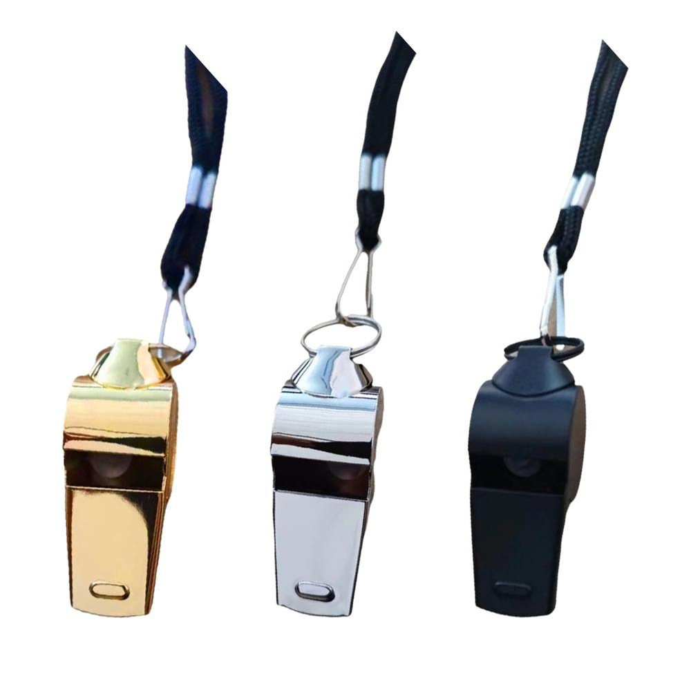 Professional Stainless Steel Referee Sport Whistle Loud Metal Whistle With Rope 4