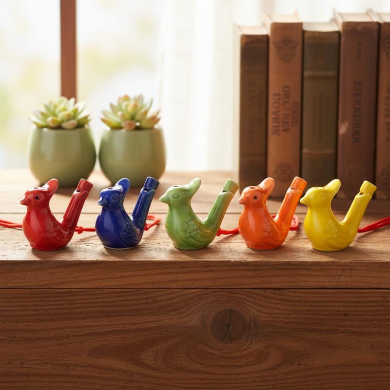 Ceramic Water Bird Whistle Set Colorful Musical Bath Toy Kids Party Favor 3