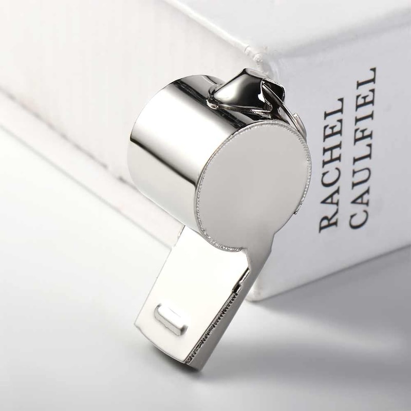 Professional Stainless Steel Sport Referee Whistle Loud Metal Portable Whistle With Rope 2