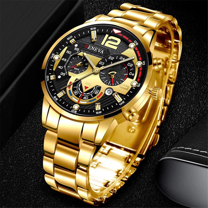 Premium Men Stainless Steel Watch Classic Analog Quartz With Calendar 1