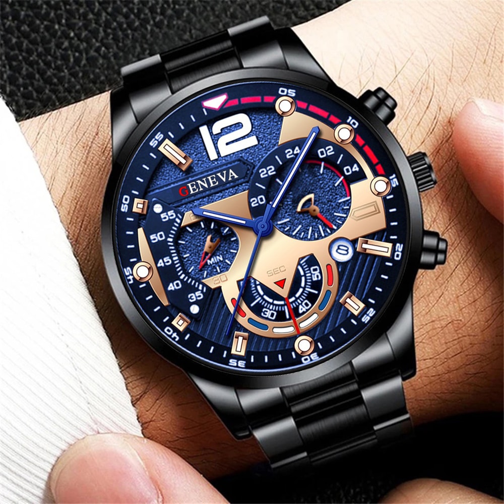 Premium Men Stainless Steel Watch Classic Analog Quartz With Calendar 2
