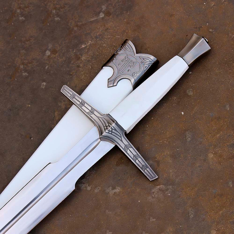 Engraved White Witcher Sword