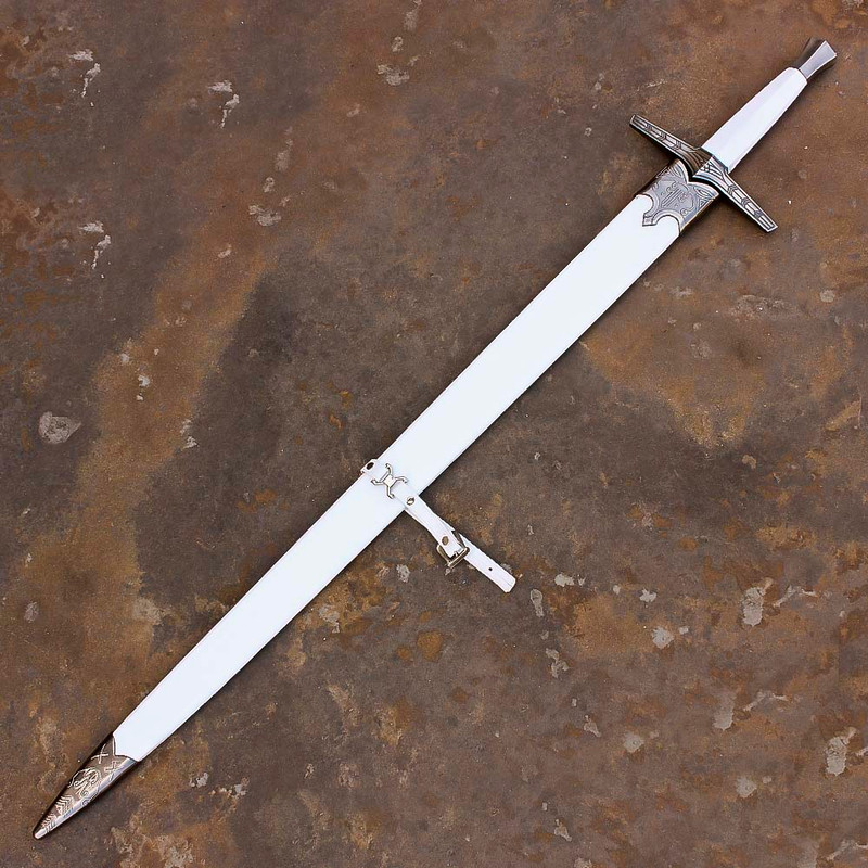 Engraved White Witcher Sword