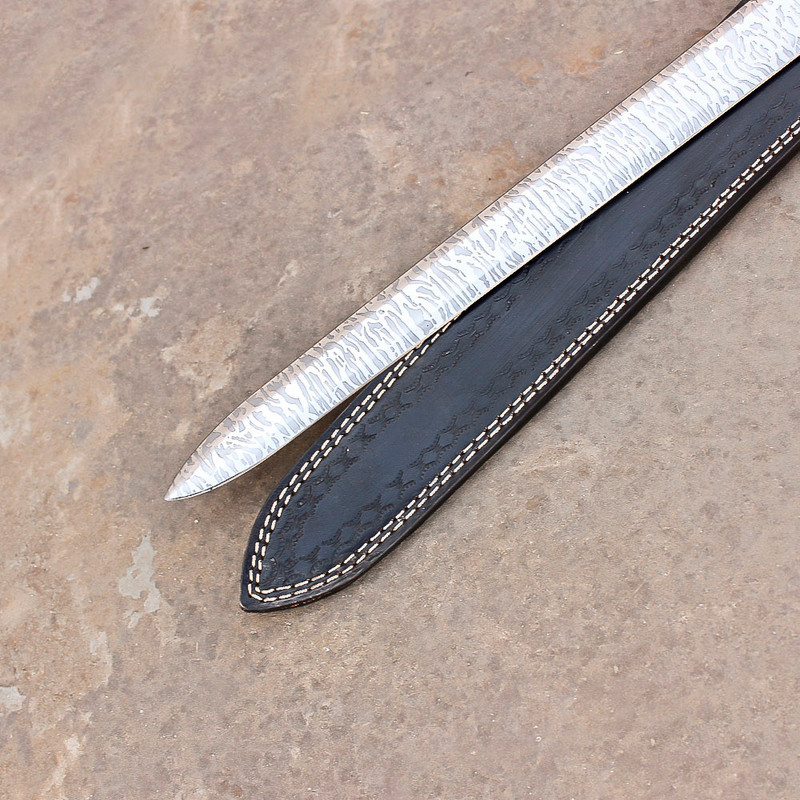 Hand Forged Decorative Sword  Etched Stainless Steel Blade w Plaque