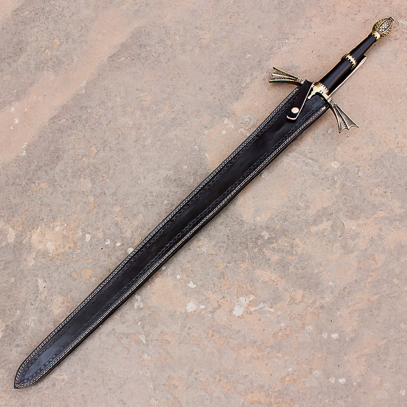 Hand Forged Decorative Sword  Etched Stainless Steel Blade w Plaque