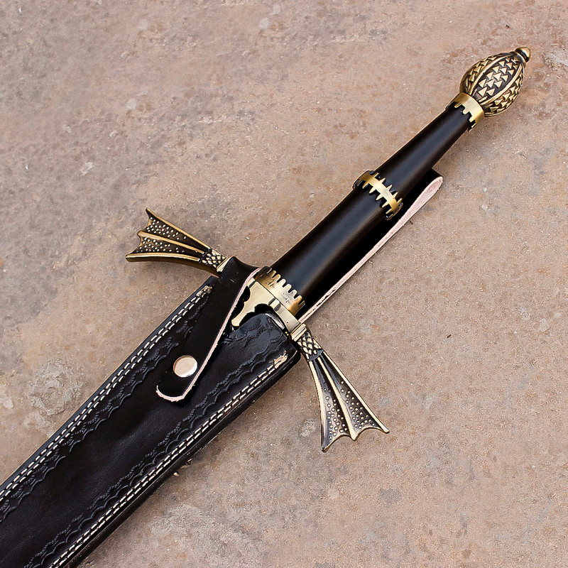 Hand Forged Decorative Sword  Etched Stainless Steel Blade w Plaque