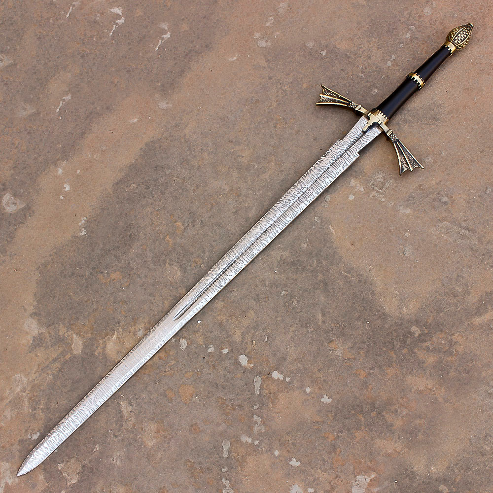 Hand Forged Decorative Sword  Etched Stainless Steel Blade w Plaque