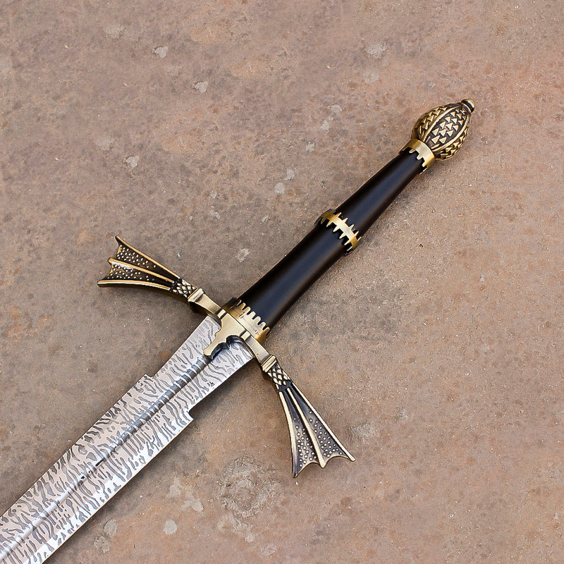 Hand Forged Decorative Sword  Etched Stainless Steel Blade w Plaque