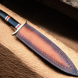 14 inch d2 steel bowie knife | horn handle & brass guard | full tang hunting knife gift for hunter