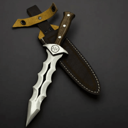 11" personalized walnut handle double-edge dagger knife | custom 4116 stainless steel blade | anniversary & hunting gift