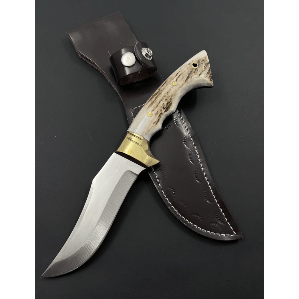 buynow 4034 stainless steel antler handle knife