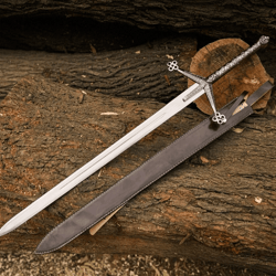 scottish claymore sword | 40 inch highland medieval master sword with leather scabbard