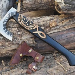 handmade viking axe norse rune hatchet custom engraved gift display axe for men