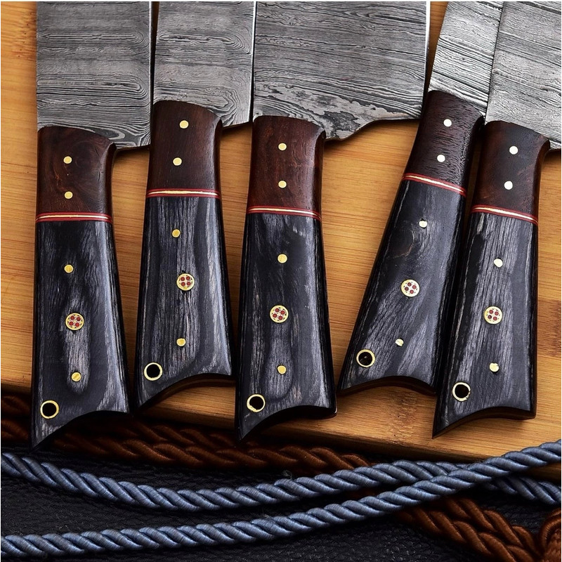 Handmade Damascus Chef Knife Set Of 5pcs With Sheet Chef Knives Set Kitchen Knives Set Best Gift 4