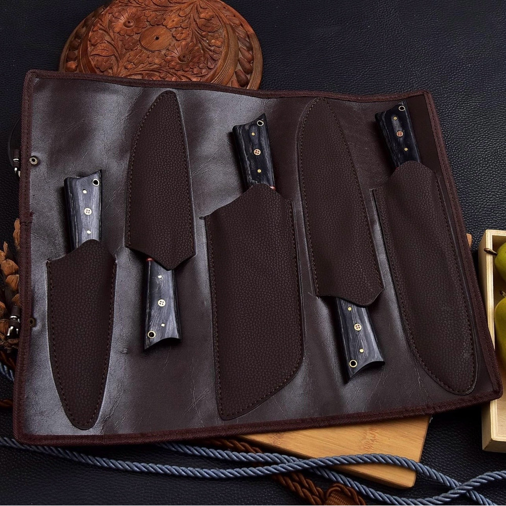 Handmade Damascus Chef Knife Set Of 5pcs With Sheet Chef Knives Set Kitchen Knives Set Best Gift 5