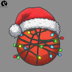 Christmas Basketball undefined Santa Hat String Lights Basket Ball Sport Fanssport Png Basketball Png Download