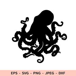 Octopus Svg Animal Dxf Ocean Svg File for Cricut Sea Creature Silhouette Png Cut File Kraken Svg
