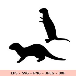 Cute Otter Svg Dxf File for Cricut Animal Silhouette Png Cut File Set Standing otter Pet Cut