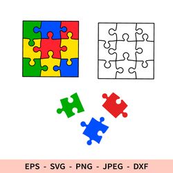 Puzzle Svg Kid File for Cricut Autistic Clipart Game Dxf