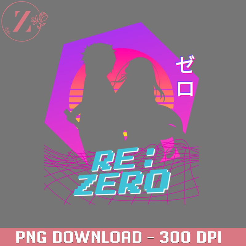 KL231223370-Re Zero Subaru Emilia Vaporwave Anime PNG.jpg