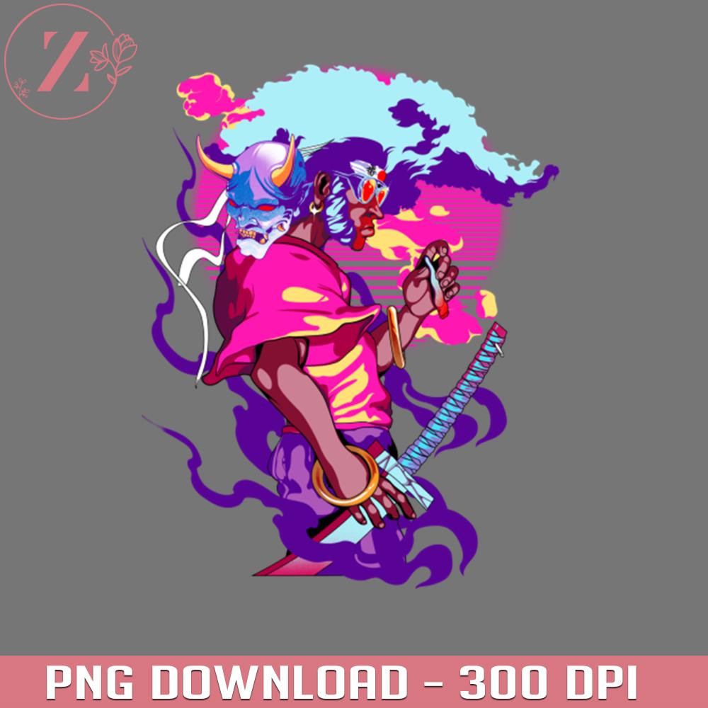 KL231223314-Neon Afro Samurai Anime PNG.jpg