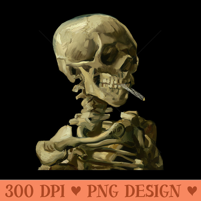 Skull with Burning Cigarette by Vincent van Gogh - PNG Download Library - Flexibility