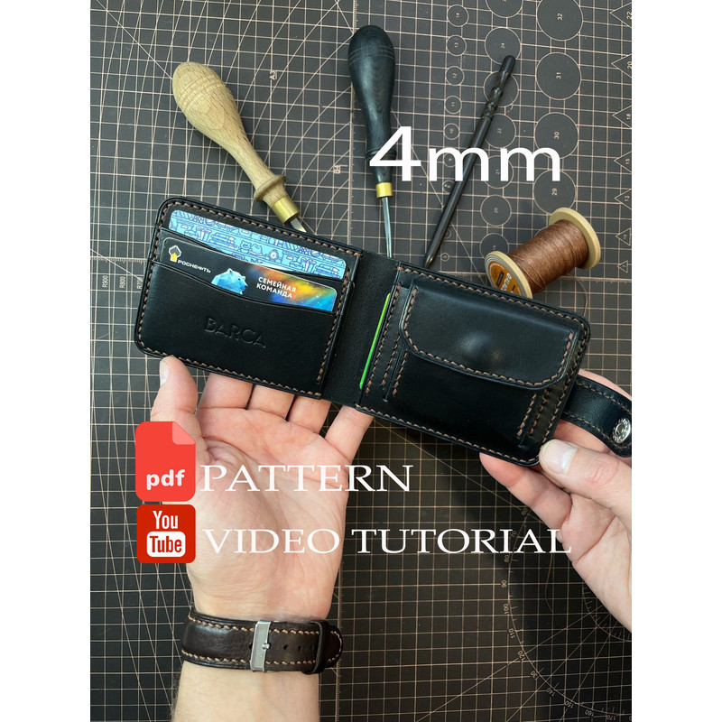 PDF Pattern Bifold Wallet  Download PDF  Video TUTORIAL Punch Pitch 4 Mm 0