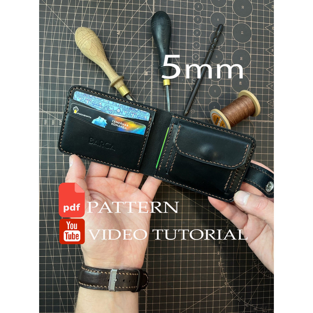PDF Pattern Bifold Wallet Download PDF Video TUTORIAL Punch Pitch 5 Mm 0