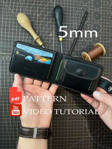 PDF Pattern Bifold Wallet - Download PDF & video TUTORIAL. Punch pitch 5 mm.